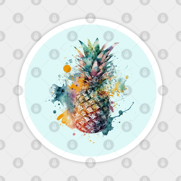 Watercolor Pineapple Magnet by HolidayBug